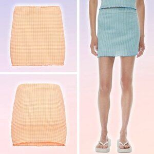 WILFRED Aritzia Reunion Seersucker High-Waisted Tube Skirt Size Medium Orange